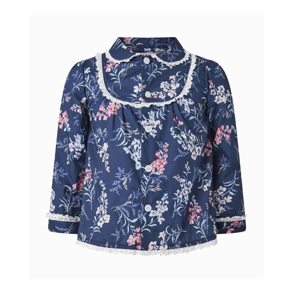 Rachel Riley Girls Rose Frill Blouse, Blue